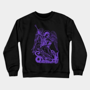 Saint Michael vanquishing the dragon (violet neon) Crewneck Sweatshirt